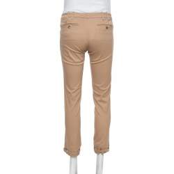 Pre Owned Gucci Tan Brown Stretch Cotton Cropped Trousers S