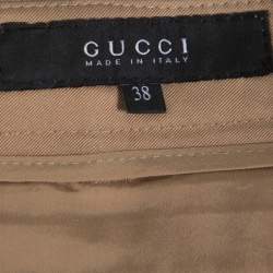 Pre Owned Gucci Tan Brown Stretch Cotton Cropped Trousers S