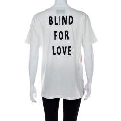 Pre Owned Gucci Metallic Pink Cotton Blind For Love Applique T-Shirt XS