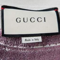 Pre Owned Gucci Metallic Pink Cotton Blind For Love Applique T-Shirt XS