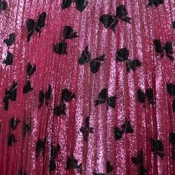 Pre Owned Gucci Pink Lurex Silk Bow Intarsia Pleated Midi Skirt L