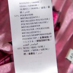 Pre Owned Gucci Pink Lurex Silk Bow Intarsia Pleated Midi Skirt L