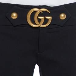 Pre Owned Gucci Black Knit GG Hardware Detail Stretch Mid-Rise Pants M