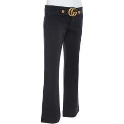 Pre Owned Gucci Black Knit GG Hardware Detail Stretch Mid-Rise Pants M