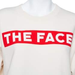 Pre Owned Gucci Cream The Face Printed Cotton Sweatshirt S