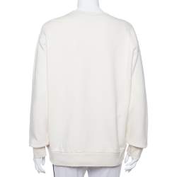 Pre Owned Gucci Cream The Face Printed Cotton Sweatshirt S