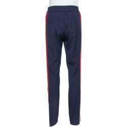 Pre Owned Gucci Navy Blue Wool Side Button Detail Trousers S