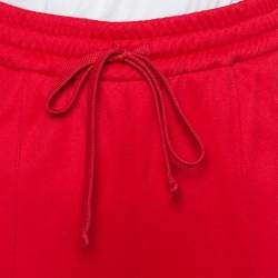 Pre Owned Gucci Red Knit Side Stripe & Floral Applique Detail Culottes XS
