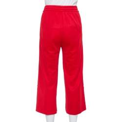 Pre Owned Gucci Red Knit Side Stripe & Floral Applique Detail Culottes XS
