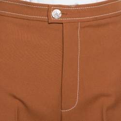 Pre Owned Gucci Brown Wool Contrast Zip Detail Straight Leg Trousers S