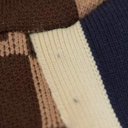 Pre Owned Gucci Brown Logo Intarsia Knit Side Stripe & Applique Detail Mid-Rise Trousers XS