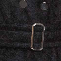 Pre Owned معطف غوتشي بحزام موهير أسود مقاس وسط (ميديوم)