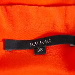 Pre Owned Gucci Orange Silk Sleeveless Shirt S