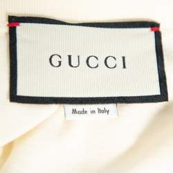 مملوكة مسبقًا فستان تي شيرت غوتشي قطن كريمي بالشعار المطبوع واسع مقاس صغير جدًا - إكس سمول