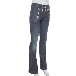 Pre Owned Gucci Indigo Denim Medium Wash Sailor Flare Jeans XS
