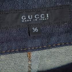 Pre Owned Gucci Indigo Denim Medium Wash Sailor Flare Jeans XS