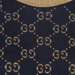 Pre Owned سويتر غوتشي أكمام قصيرة تريكو لوركس نمط شعار كحلي كبير جدا