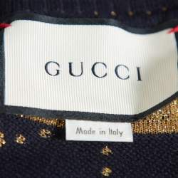 Pre Owned سويتر غوتشي أكمام قصيرة تريكو لوركس نمط شعار كحلي كبير جدا