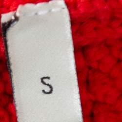 Gucci Red Knit Contrast Trim Detail Open Front Belted Cardigan S