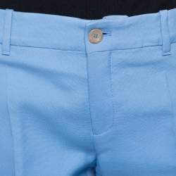 Pre Owned Gucci Blue Wool & Silk Tapered Trousers S