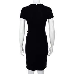 Pre Owned فستان غوتشي ملتف مزين حزلم صوف أزرق كحلي مقاس صغير (سمول)