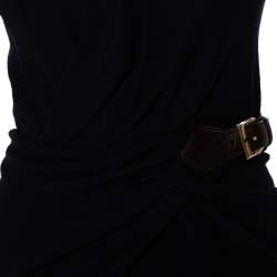 Pre Owned فستان غوتشي ملتف مزين حزلم صوف أزرق كحلي مقاس صغير (سمول)