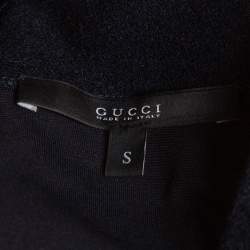 Pre Owned فستان غوتشي ملتف مزين حزلم صوف أزرق كحلي مقاس صغير (سمول)