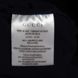 Pre Owned فستان غوتشي ملتف مزين حزلم صوف أزرق كحلي مقاس صغير (سمول)