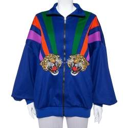 Pre Owned Gucci Multicolor Jersey Tiger Applique Detail Drop Shoulder Track Jacket L