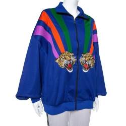 Pre Owned Gucci Multicolor Jersey Tiger Applique Detail Drop Shoulder Track Jacket L