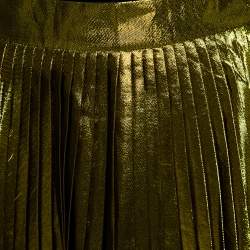 Gucci Gold Lurex Silk Pleated Midi Skirt L