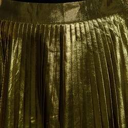 Gucci Gold Lurex Silk Pleated Midi Skirt L