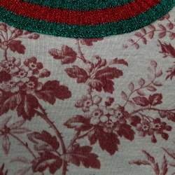 Pre Owned Gucci Beige Knit Vintage Floral Print Lurex Web Stripe Detail Sweatshirt L