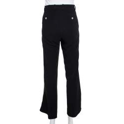 Pre Owned Gucci Black Crepe Side Stripe Detail Bootcut Trousers S