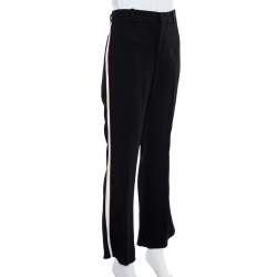 Pre Owned Gucci Black Crepe Side Stripe Detail Bootcut Trousers S