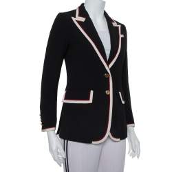 Pre Owned Gucci Black Crepe Trim Detail Blazer S