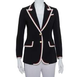 Pre Owned Gucci Black Crepe Trim Detail Blazer S