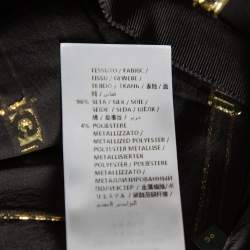 Gucci X Dapper Dan Black & Gold Silk Logo Detail Pleated Midi Skirt XS