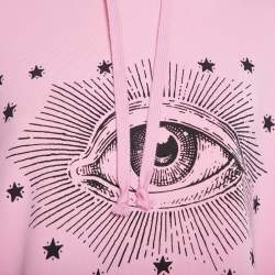 Pre Owned Gucci Garden Pink Eye Print Detail Oversized Hooded Sweatshirt XL
