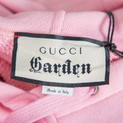 Pre Owned Gucci Garden Pink Eye Print Detail Oversized Hooded Sweatshirt XL