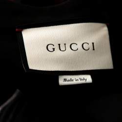 Pre Owned فستان غوتشي متوسط الطول حافة مزينة مكشكشة جيرسيه أسود مقاس وسط (ميديوم)