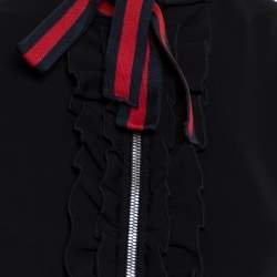 Pre Owned فستان غوتشي متوسط الطول حافة مزينة مكشكشة جيرسيه أسود مقاس وسط (ميديوم)