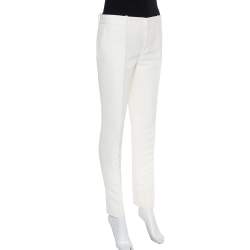 Pre Owned Gucci White Cotton Skinny Trousers M