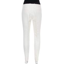 Pre Owned Gucci White Cotton Skinny Trousers M