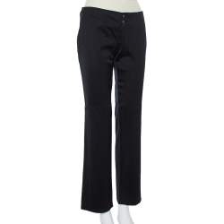Pre Owned Gucci Navy Blue Wool Straight Leg Trousers M