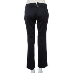 Pre Owned Gucci Navy Blue Wool Straight Leg Trousers M