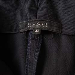 Pre Owned Gucci Navy Blue Wool Straight Leg Trousers M
