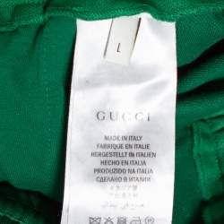 Pre Owned Gucci Green Knit Side Stripe Detail Technical Track Pants L