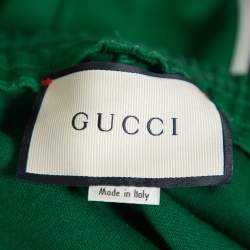 Pre Owned Gucci Green Knit Side Stripe Detail Technical Track Pants L