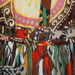 مملوكة مسبقًا Gucci Multicolor Printed Cotton Belted Tiered Midi Dress L